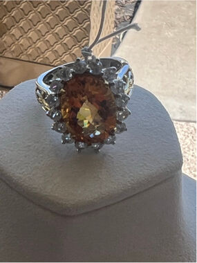 Women's Gems en Vogue Sterling/Palladium Citrine & Sterling Silver Ring, 10
